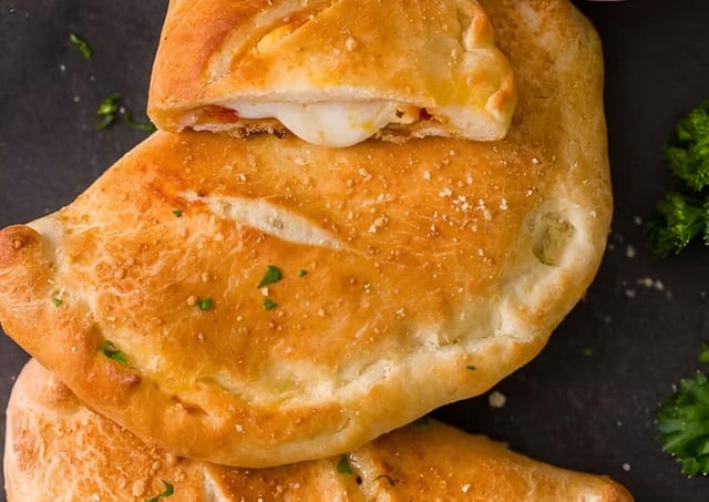 Cheesy garlic butter calzone.
