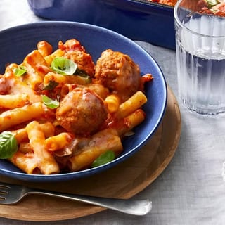 ziti with meatball and sausage